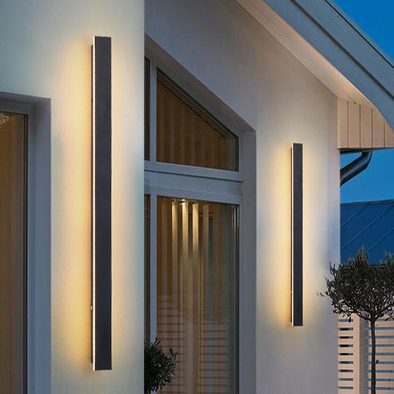 LED Linear Wall Lights - Black Outdoor Lighting Fixture for Gardens, Patios & Walkways