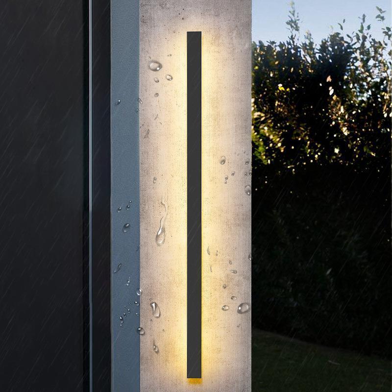 Elevate Ambiance Wall Outdoor Lights: Sleek LED Design for Exterior Brilliance Stylish Black Long Strip Wall Lights for Enhanced Exterior Illumination