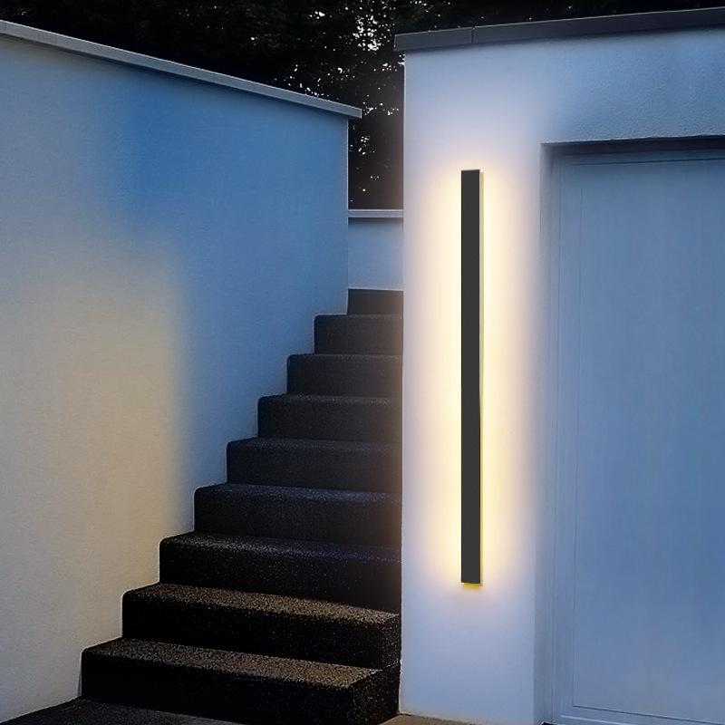 Elevate Ambiance Wall Outdoor Lights: Sleek LED Design for Exterior Brilliance Stylish Black Long Strip Wall Lights for Enhanced Exterior Illumination