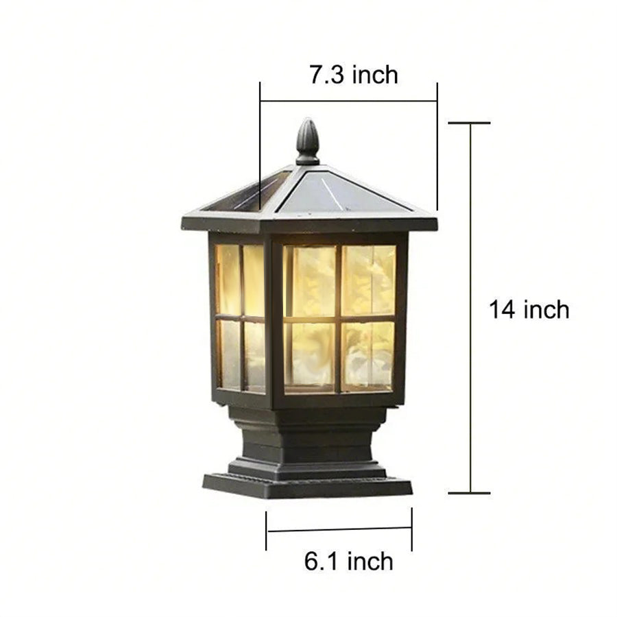 LED Solar Pillar Lights - Waterproof Black Square Design for Outdoor Garden & Patio Lighting