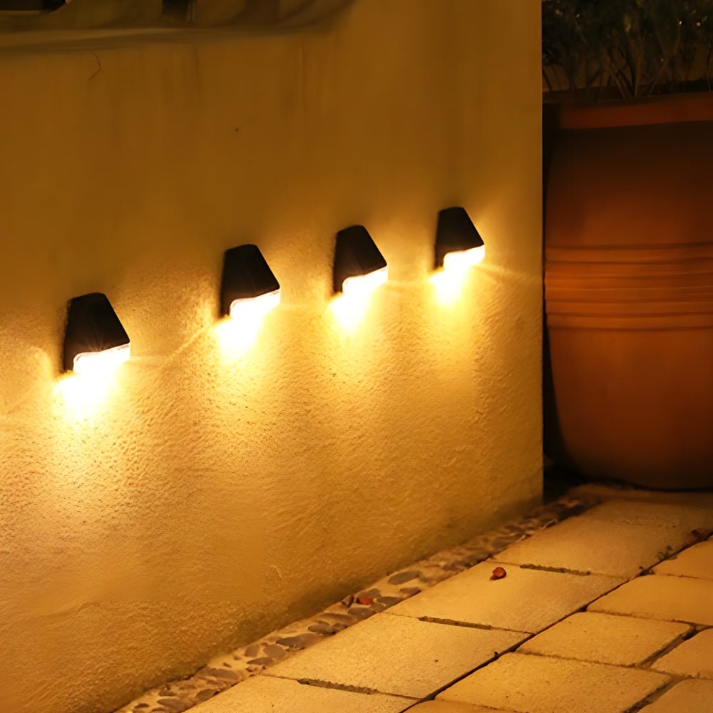 LED Solar Step Lights - 4 Pack Dusk-to-Dawn Sensor Outdoor Warm White Lighting for Stairs and Pathways