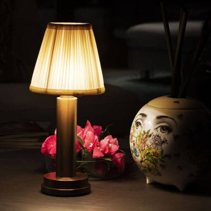 Cordless Brass Table Lamp:  Rechargeable Bulbs, Ideal Battery Charged Lamp for Home Use