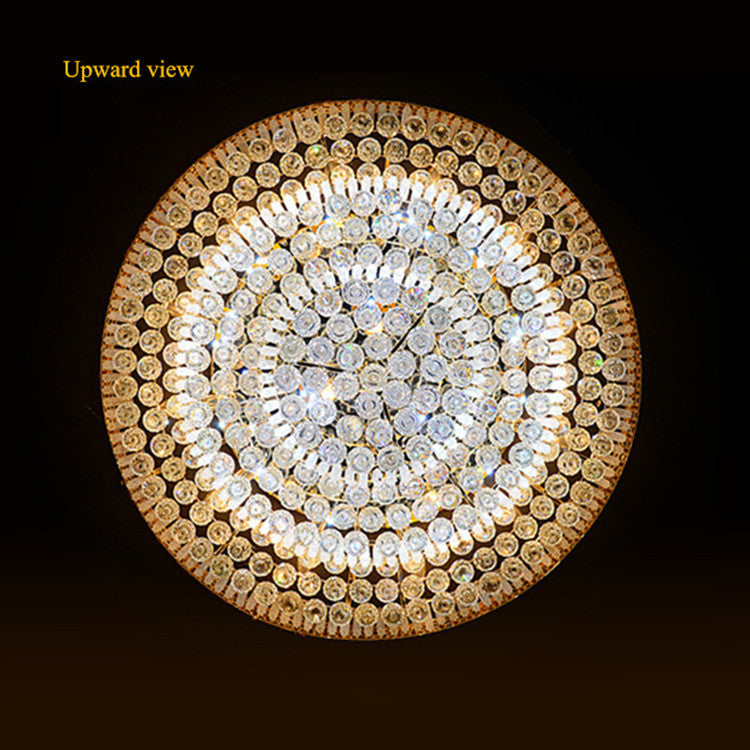 Massive Crystal Chandelier for Large Rooms - 10 Foot Round Gold Design, Perfect for Luxury Living Spaces & Big Entries