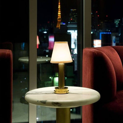 Cordless Brass Table Lamp:  Rechargeable Bulbs, Ideal Battery Charged Lamp for Home Use