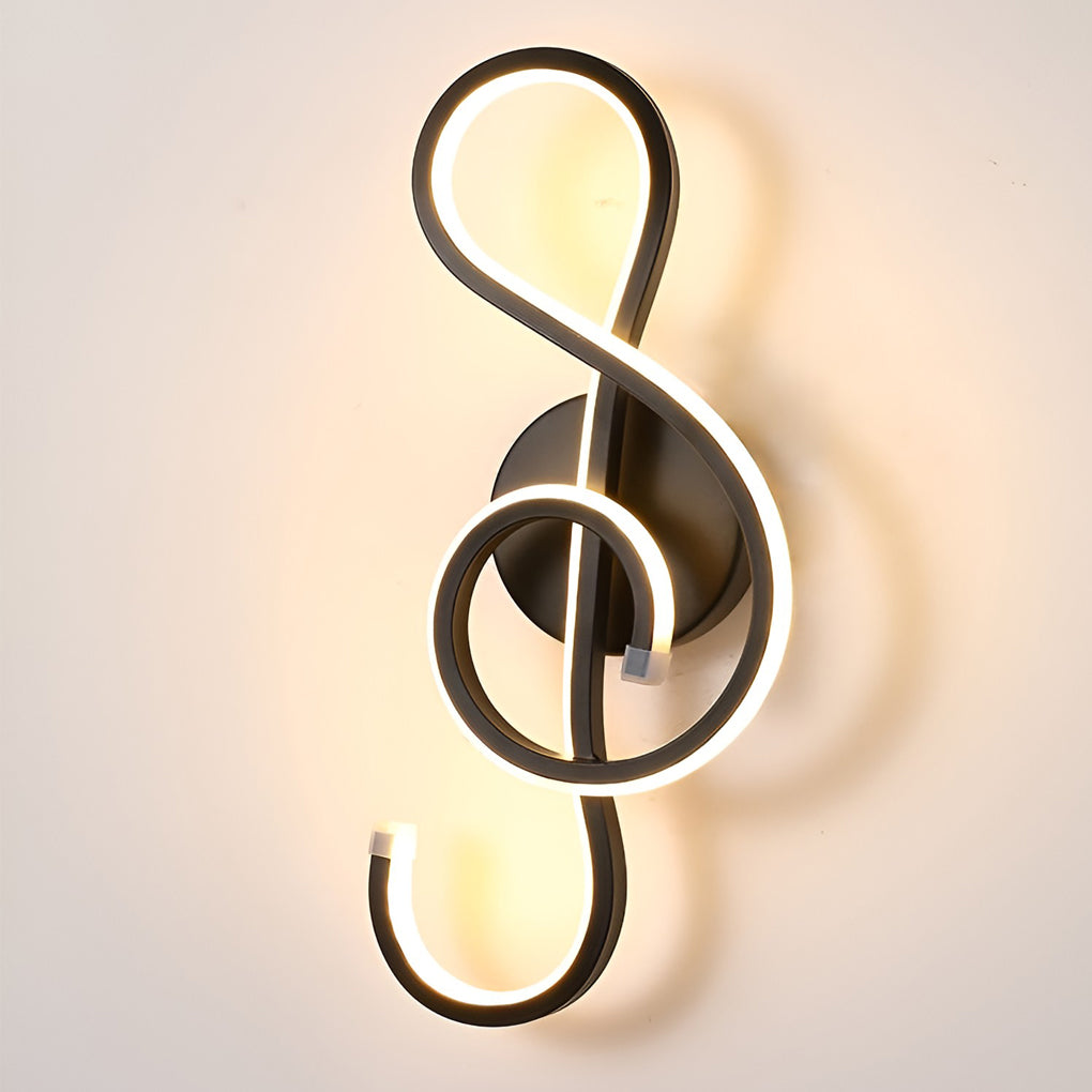 LED Musical Note Wall Sconce Light Fixture - Electroplated Modern Design for Living Room & Bedroom Decor