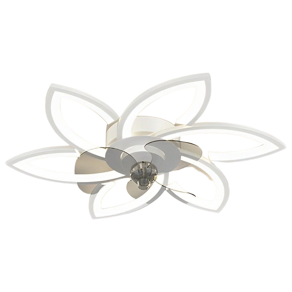 LED Modern Ceiling Fan Light with Flower Design, Smart Silent Stepless Dimming, Ideal for Living Room & Bedroom