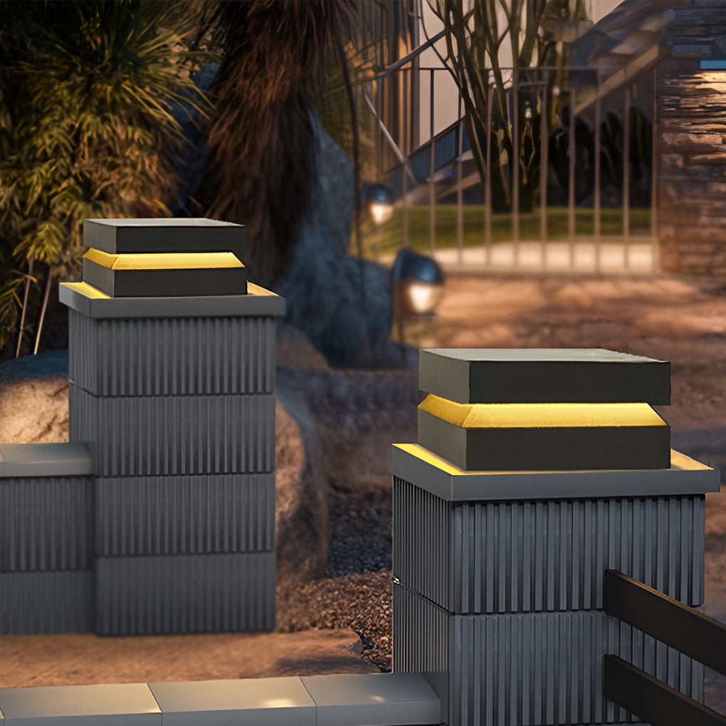 Contemporary Outdoor Pillar Solar Lights - Stylish Pedestal Solar Lights for Elegant Column Illumination Pedestal Solar Lights