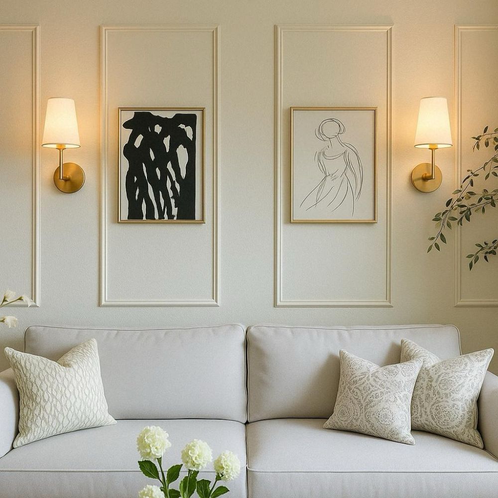 LED Wireless Fabric Wall Light Set of 2 with 2 Free Bulbs - Modern Decorative Lighting for Living Room & Bedroom