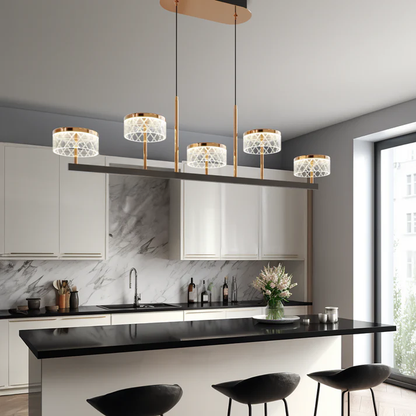 LED Pendant Light Fixture - Modern Adjustable Hanging Lamp with Glass Shade for Kitchen Island & Dining Room Lighting