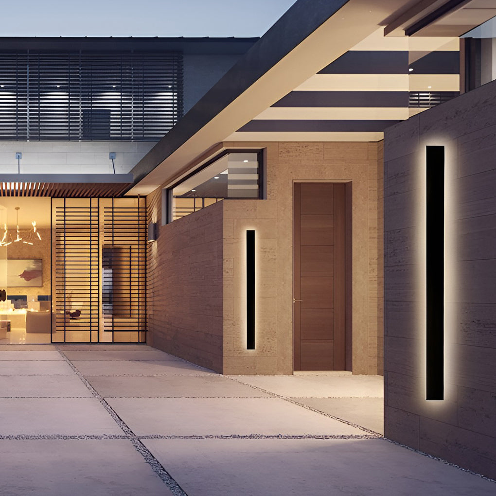 LED Linear Wall Lights - Black Outdoor Lighting Fixture for Gardens, Patios & Walkways