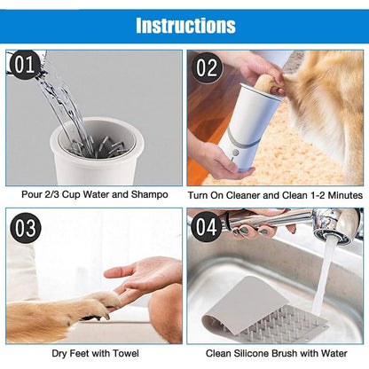 Electric Dog Paw Cleaner | Portable Pet Paw Washer with Silicone Bristles for Easy Grooming