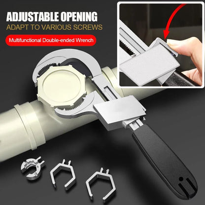 Adjustable Double-Ended Wrench | Durable Aluminium Alloy Tool for Faucet and Sink Repair