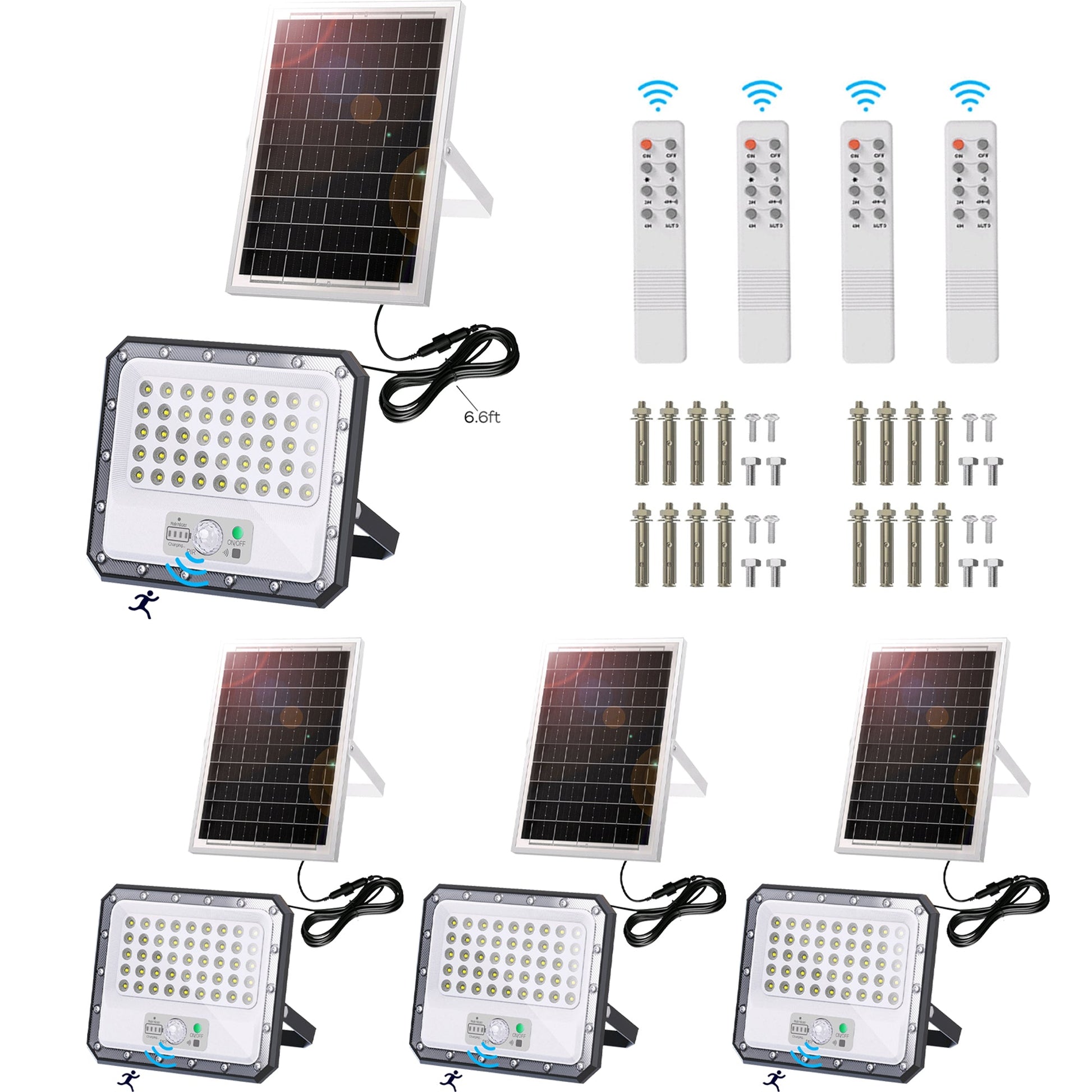 Solar Flood Light with Motion Sensor & Remote – 2250LM 6500K Waterproof Outdoor Security Lamp, 12500mAh Battery, Dusk to Dawn Lighting