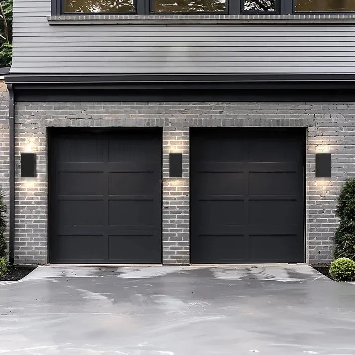 Modern Outdoor Wall Sconce - Up & Down LED Exterior Light for Garage & Front Door | Black Minimalist Waterproof Design