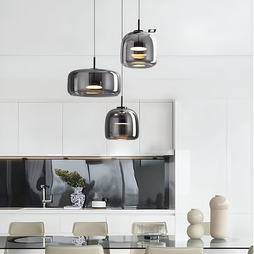 Glass LED Pendant Light with Retro Modern Style for Kitchen Island, Dining Room & Interior Hanging Lighting