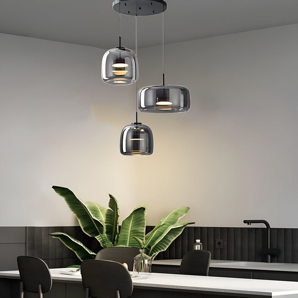 Glass LED Pendant Light with Retro Modern Style for Kitchen Island, Dining Room & Interior Hanging Lighting