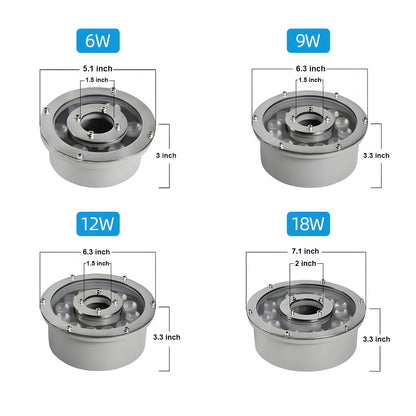 LED Color Changing Ring Lights for Outdoor Fountains - Underwater Fountain & Pool Light Combo Vibrant Color-Changing Underwater Lights