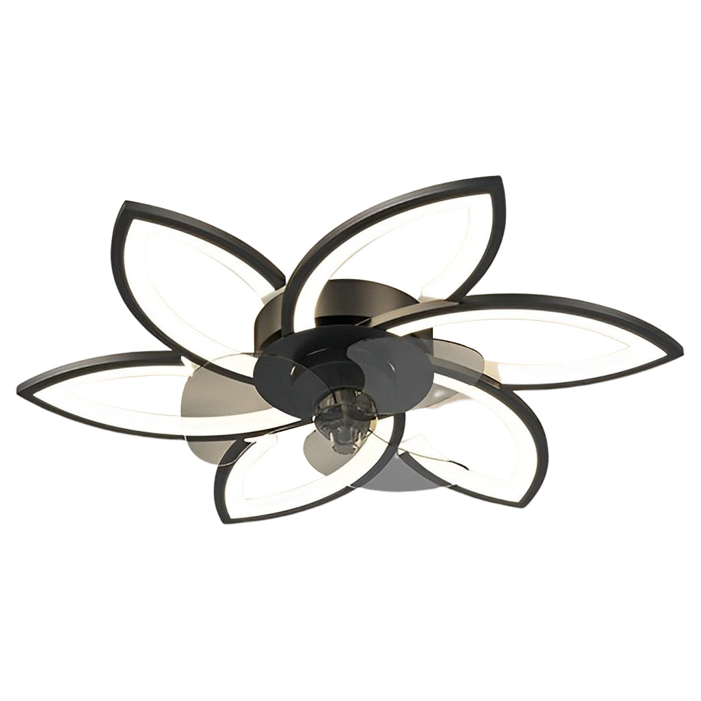 LED Modern Ceiling Fan Light with Flower Design, Smart Silent Stepless Dimming, Ideal for Living Room & Bedroom