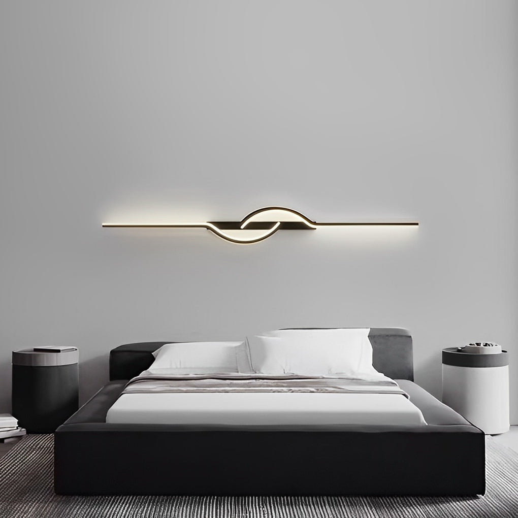LED Wall Lamp with Stepless Dimming, Black Modern Design for Living Room & Bedroom Lighting