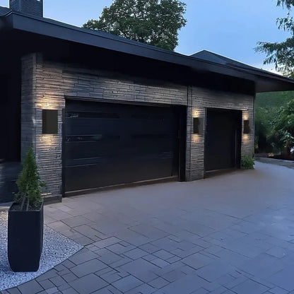 Modern Outdoor Wall Sconce - Up & Down LED Exterior Light for Garage & Front Door | Black Minimalist Waterproof Design