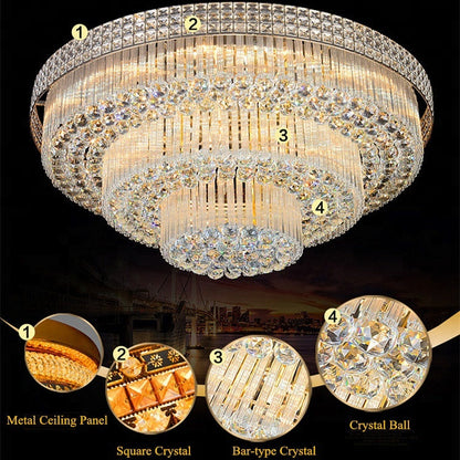 Massive Crystal Chandelier for Large Rooms - 10 Foot Round Gold Design, Perfect for Luxury Living Spaces & Big Entries