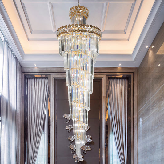 Extra Large Crystal Chandelier for High Ceilings: 5 Ft Luxurious Hanging Lights for Living Room