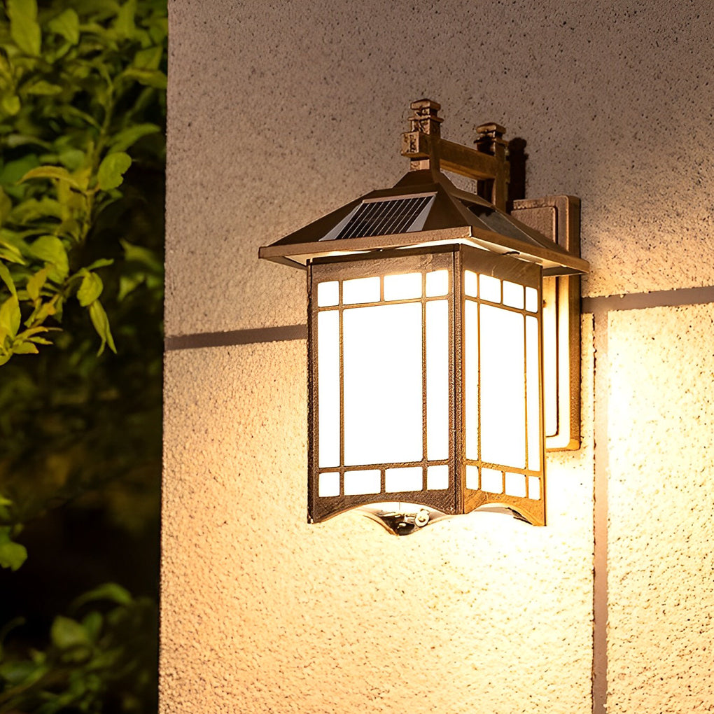 LED Vintage Solar Wall Lamp with Remote Control - Waterproof Retro Wall Sconce Lighting for Outdoor Use