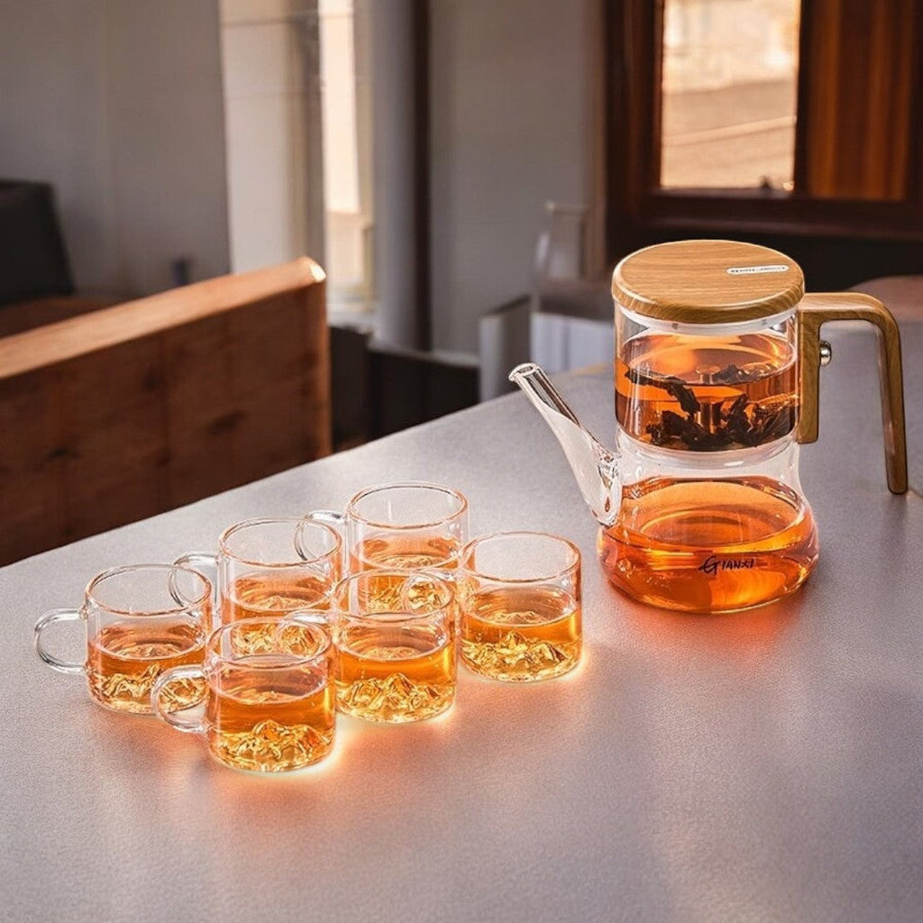 Clear Glass Teapot with Blooming Tea - Enhance Your Brewing Experience with Style and Functionality
