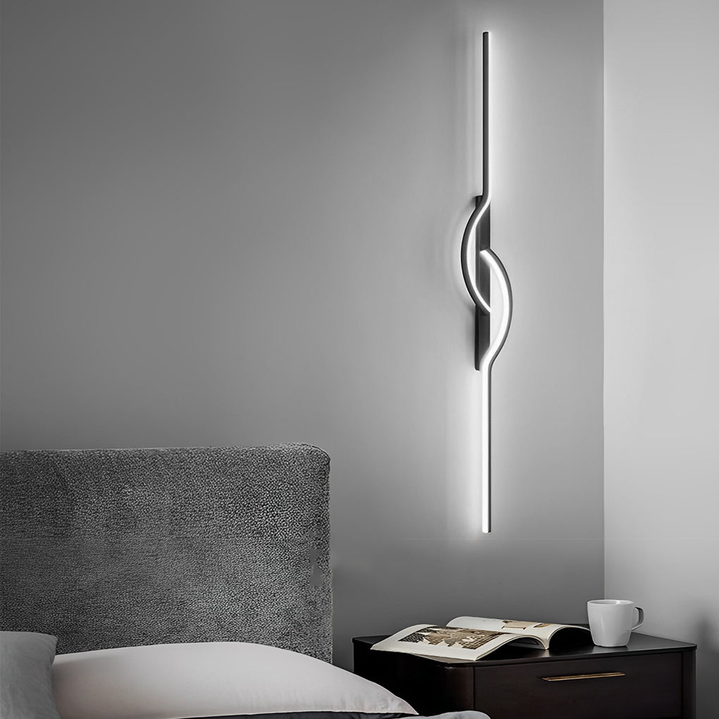 LED Wall Lamp with Stepless Dimming, Black Modern Design for Living Room & Bedroom Lighting