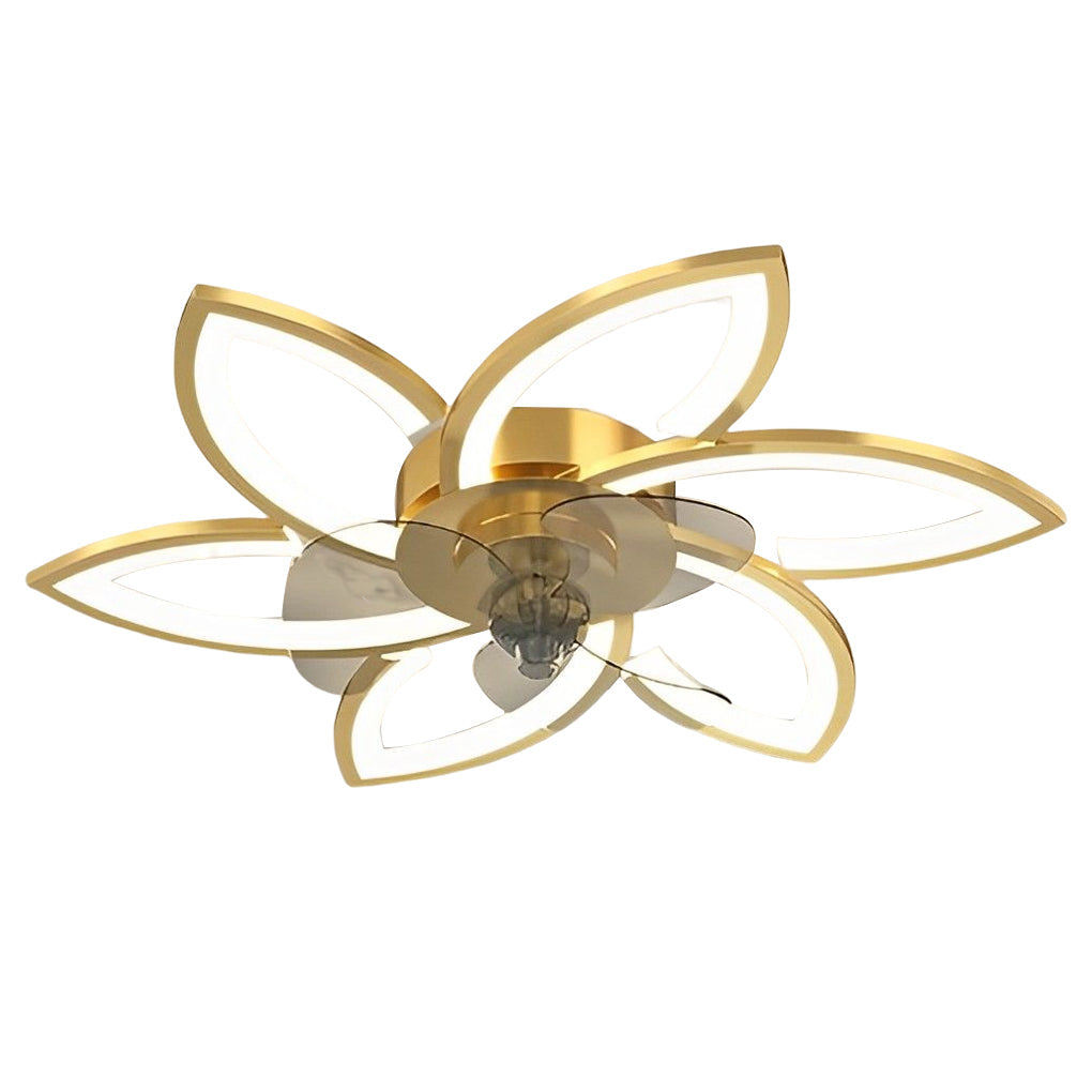 LED Modern Ceiling Fan Light with Flower Design, Smart Silent Stepless Dimming, Ideal for Living Room & Bedroom