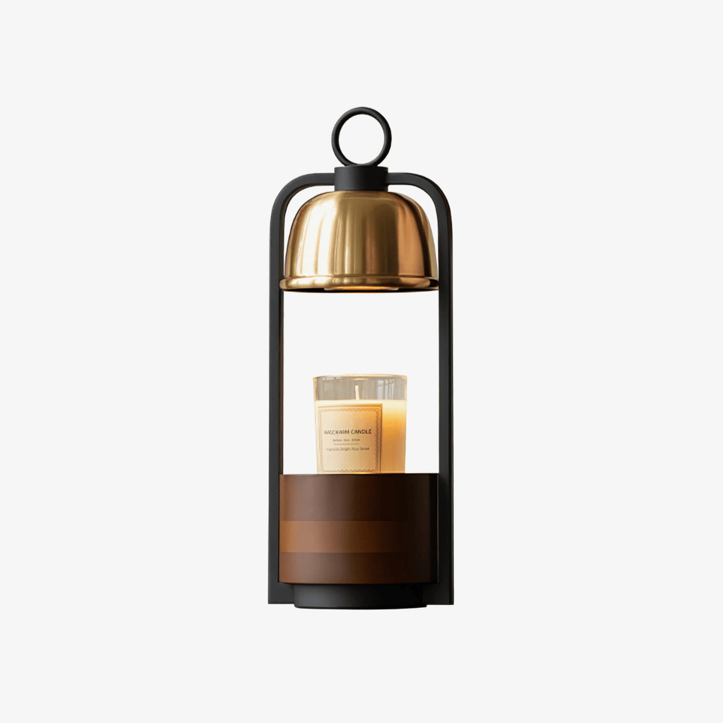 Candle Warmer Lamp | Halogen Light, Stylish Brass & Wood Design for Indoor Relaxation