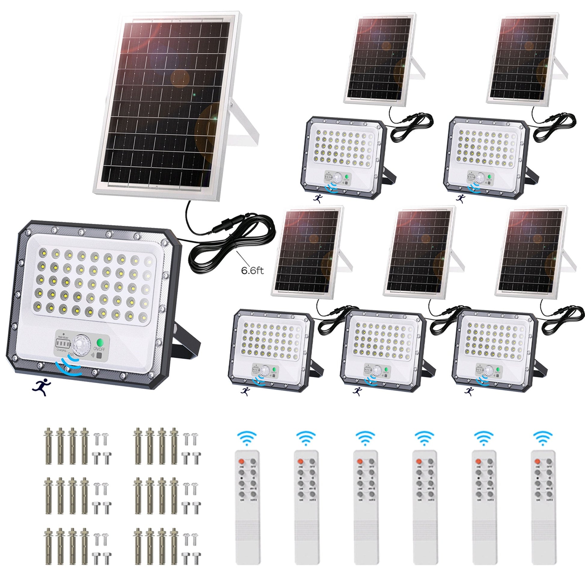Solar Flood Light with Motion Sensor & Remote – 2250LM 6500K Waterproof Outdoor Security Lamp, 12500mAh Battery, Dusk to Dawn Lighting