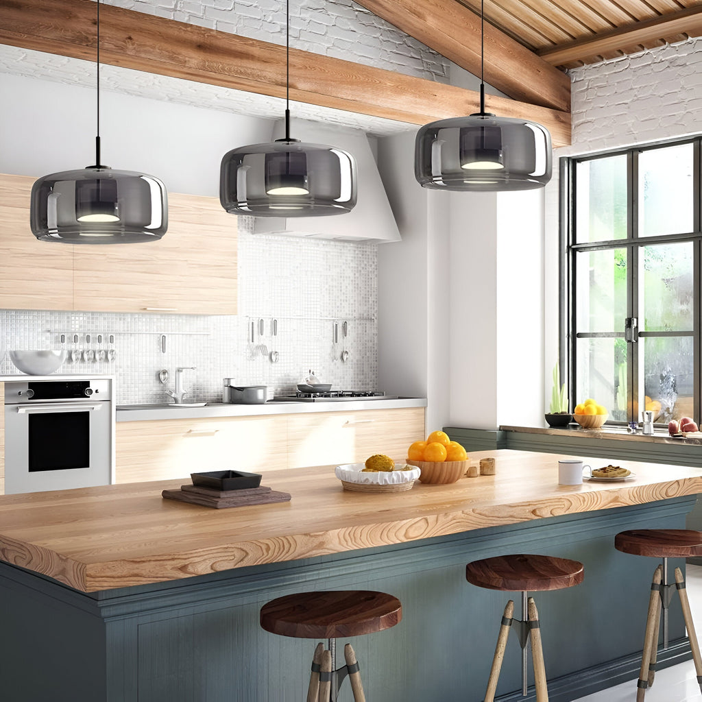 Glass LED Pendant Light with Retro Modern Style for Kitchen Island, Dining Room & Interior Hanging Lighting