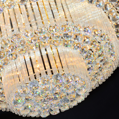 Massive Crystal Chandelier for Large Rooms - 10 Foot Round Gold Design, Perfect for Luxury Living Spaces & Big Entries