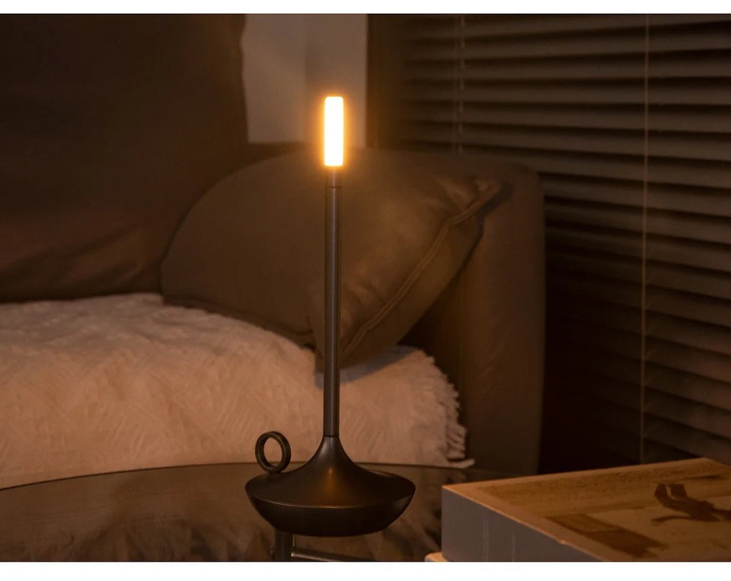 Wick LED Candle Light Table Lamp: Nordic Torchiere Candlestick for Ambient Illumination, Battery Operated Wick Lights