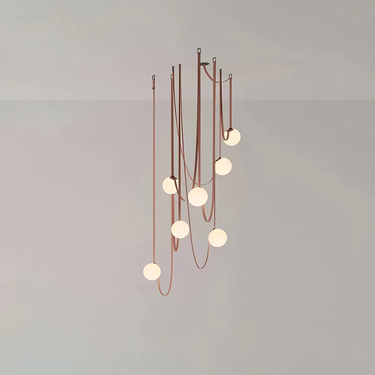 Modern Leather Strap Globe Pendant Light | Adjustable Frosted Glass Globes for High Ceilings & Statement Installations