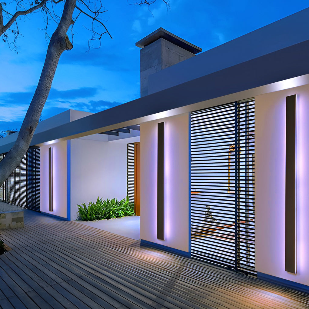 LED Linear Wall Lights - Black Outdoor Lighting Fixture for Gardens, Patios & Walkways