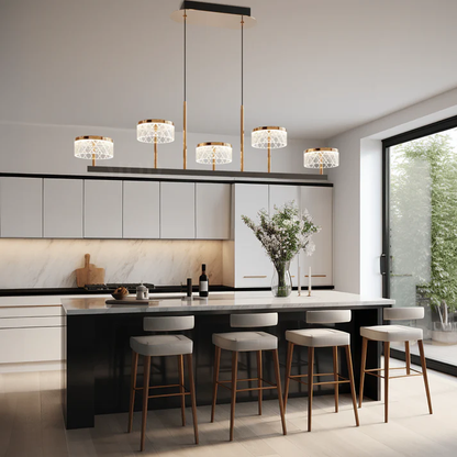 LED Pendant Light Fixture - Modern Adjustable Hanging Lamp with Glass Shade for Kitchen Island & Dining Room Lighting