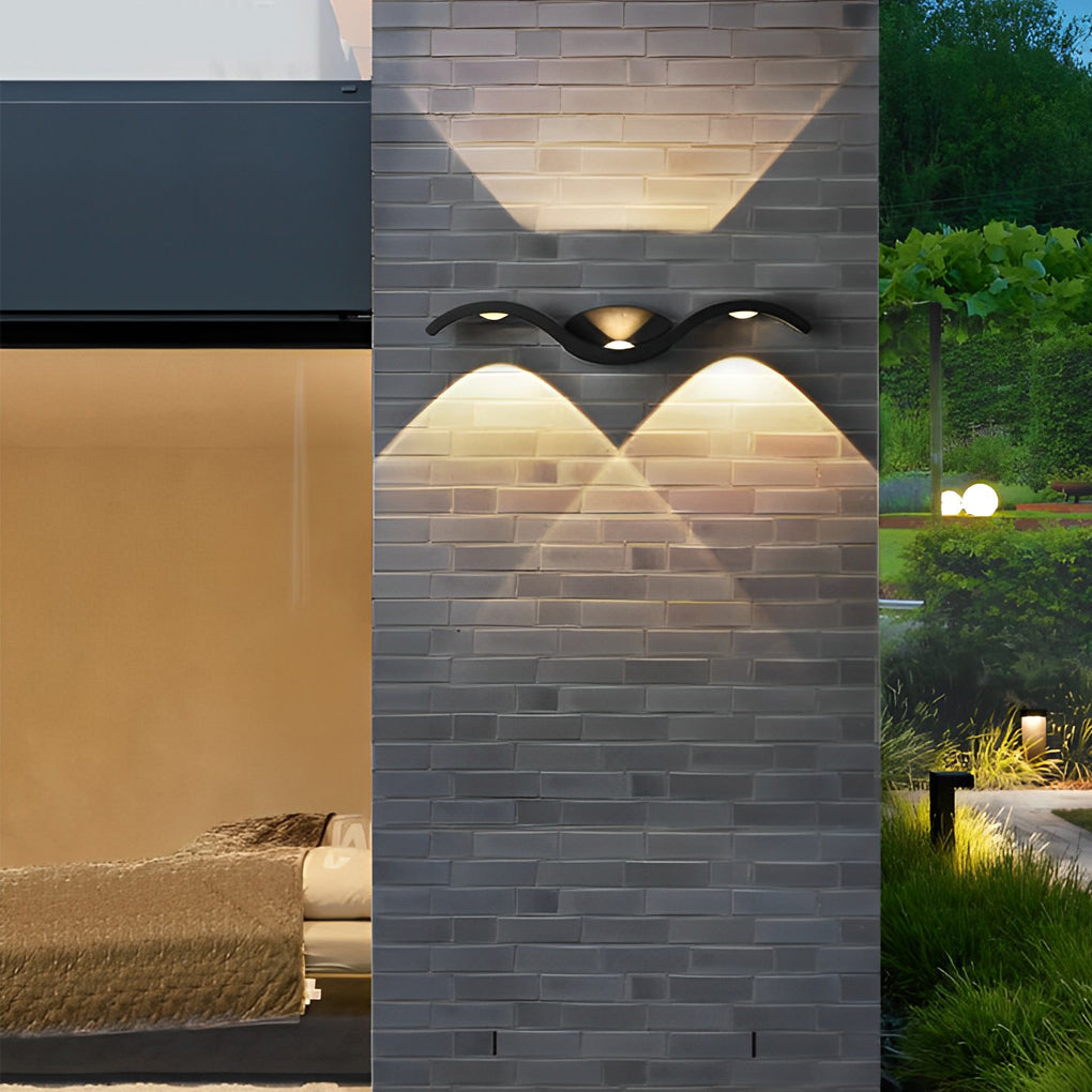 LED Wall Mounted Up Down Light - Creative Wavy Design for Outdoor Spaces and Garden Illumination