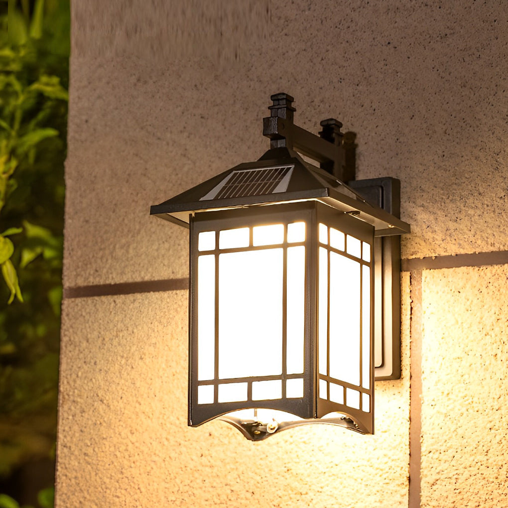 LED Vintage Solar Wall Lamp with Remote Control - Waterproof Retro Wall Sconce Lighting for Outdoor Use