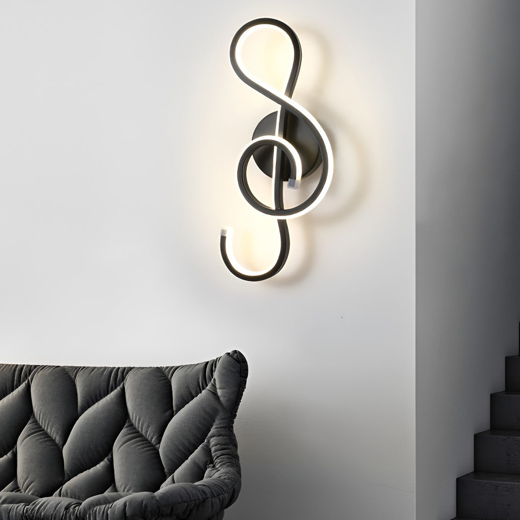 LED Musical Note Wall Sconce Light Fixture - Electroplated Modern Design for Living Room & Bedroom Decor