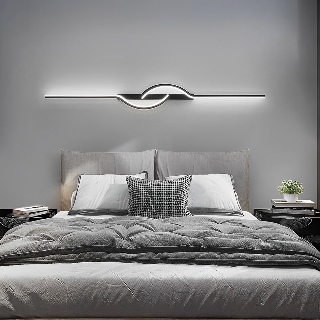 LED Wall Lamp with Stepless Dimming, Black Modern Design for Living Room & Bedroom Lighting