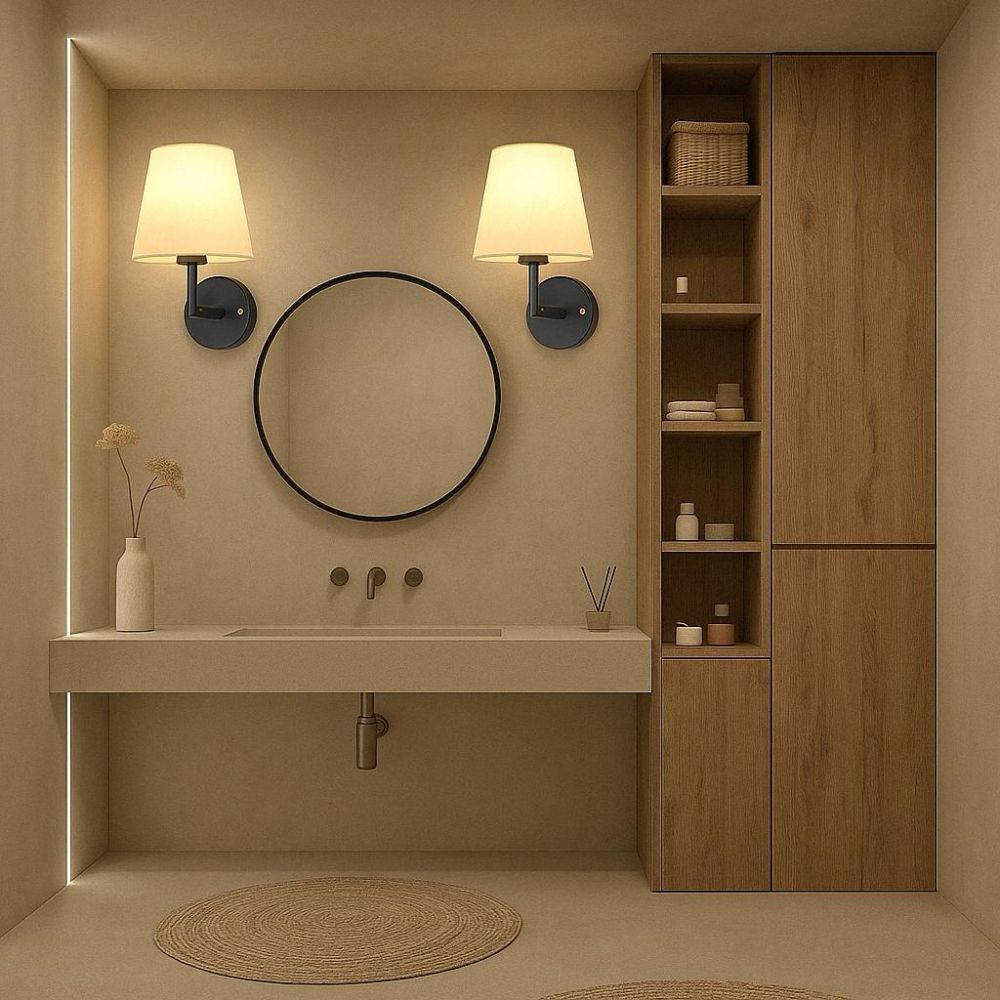 LED Wireless Fabric Wall Light Set of 2 with 2 Free Bulbs - Modern Decorative Lighting for Living Room & Bedroom