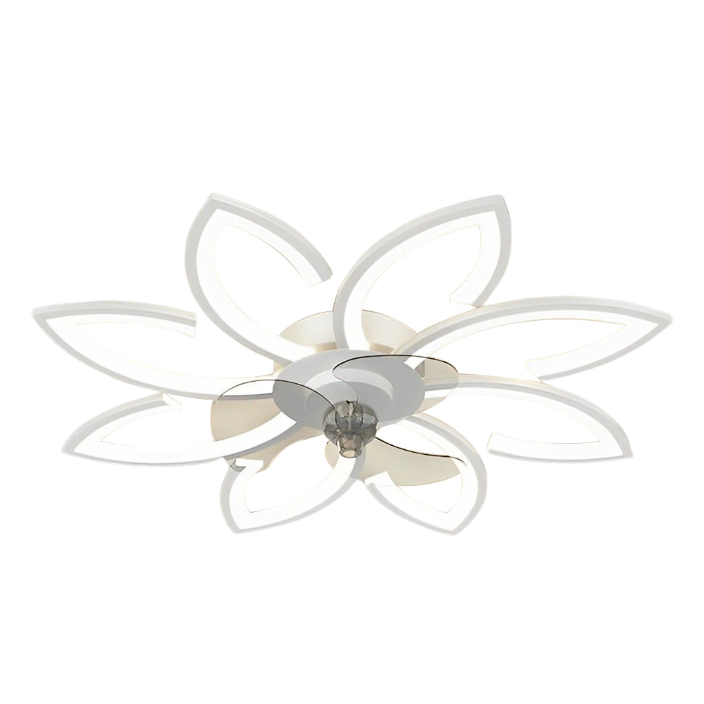 LED Modern Ceiling Fan Light with Flower Design, Smart Silent Stepless Dimming, Ideal for Living Room & Bedroom