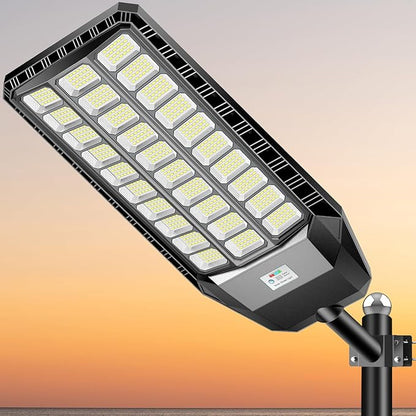 3000W Solar Street Light with 180000 Lumens, Dusk to Dawn Motion Sensor Outdoor Lighting for Pathways & Security