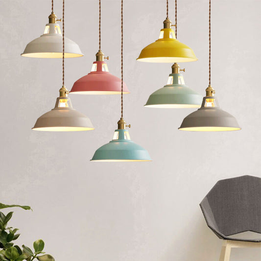 Industrial 1-Light Pendant Light with Colorful Barn Shade for Kitchen, Dining, and Rustic Decor