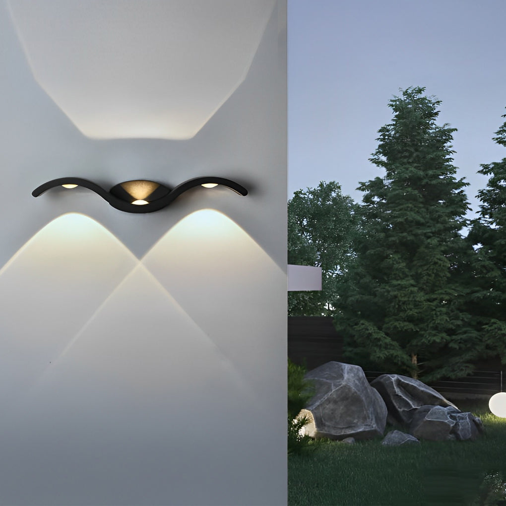 LED Wall Mounted Up Down Light - Creative Wavy Design for Outdoor Spaces and Garden Illumination