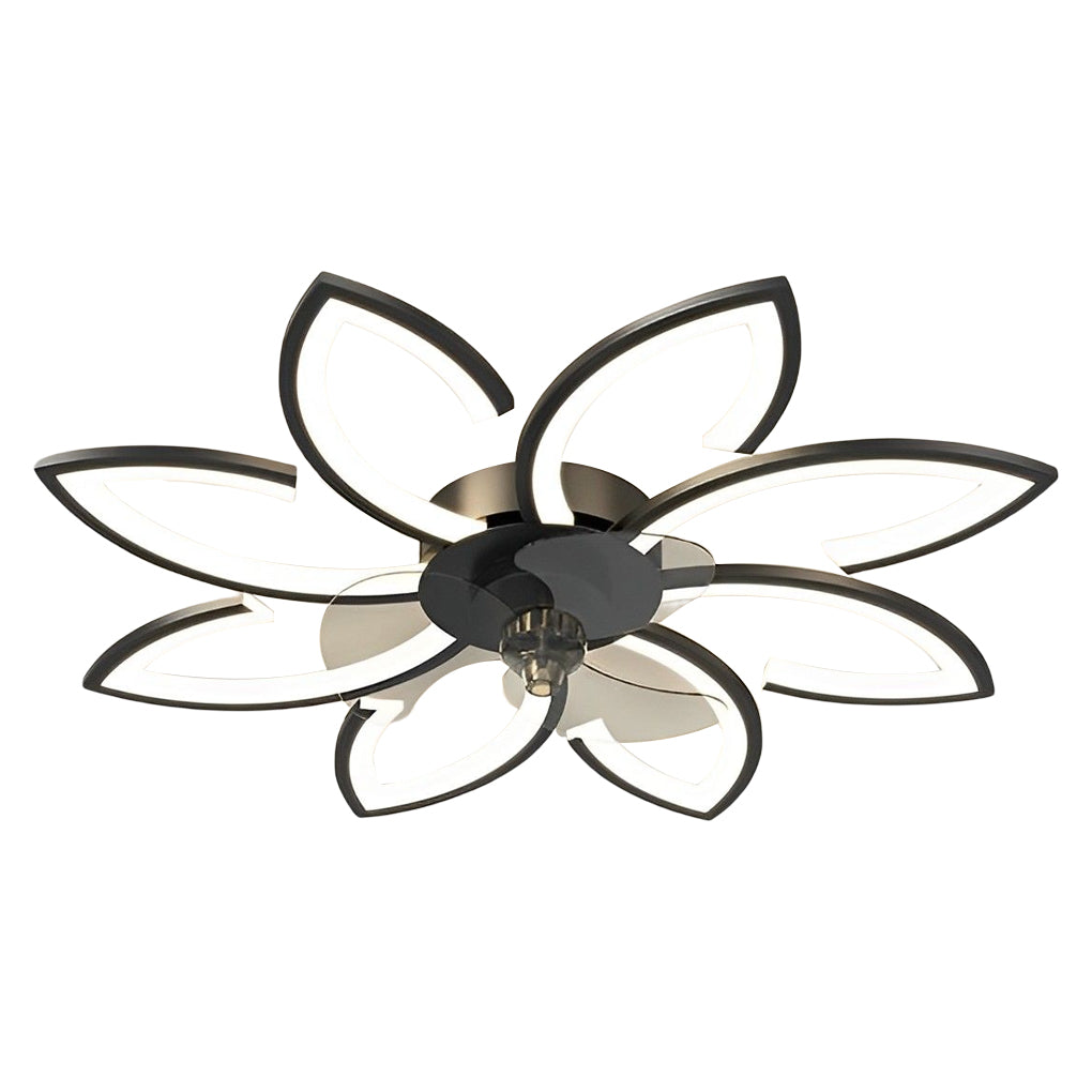 LED Modern Ceiling Fan Light with Flower Design, Smart Silent Stepless Dimming, Ideal for Living Room & Bedroom