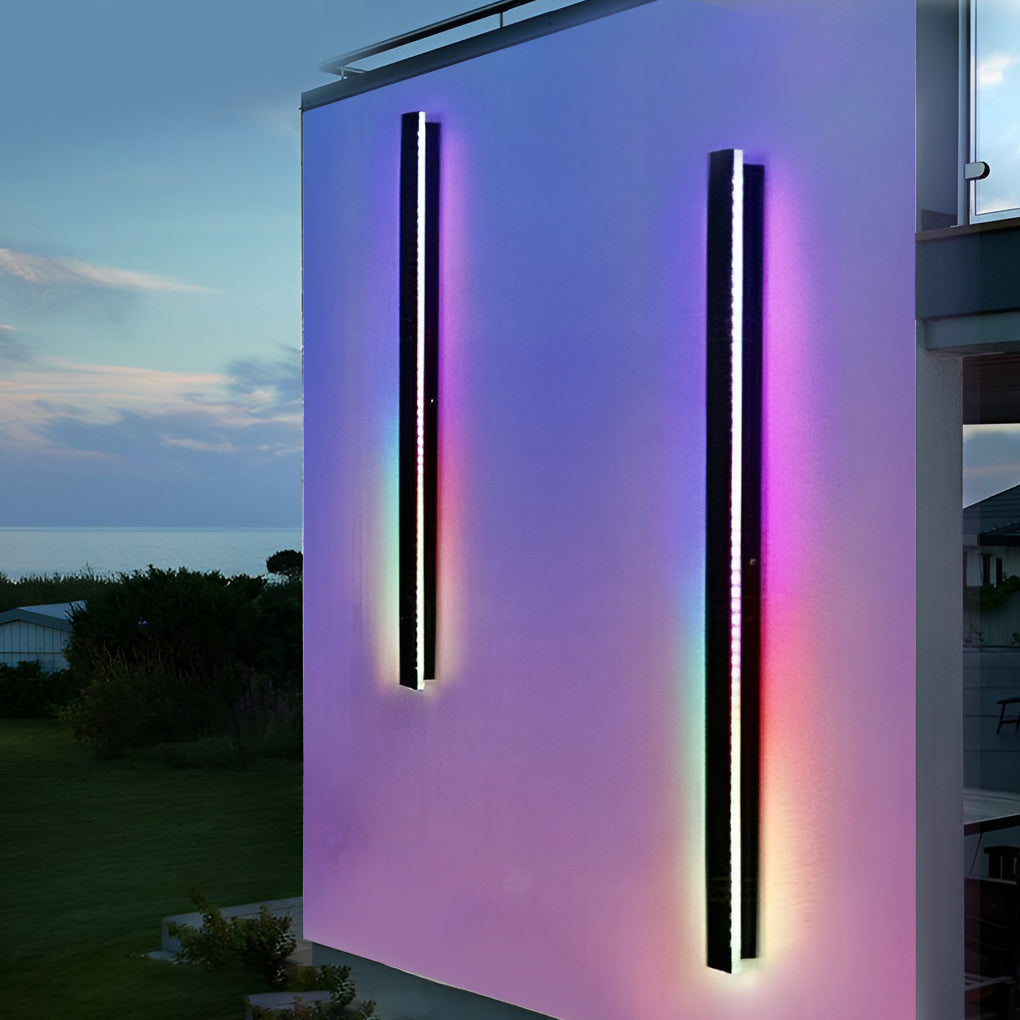 LED Linear Wall Lights - Black Outdoor Lighting Fixture for Gardens, Patios & Walkways