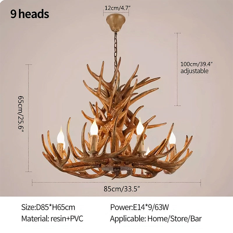 Antler Shape Resin Chandelier | Adjustable Height, Rustic Elegance & Ideal for Living Room, Dining Area, or Entryway